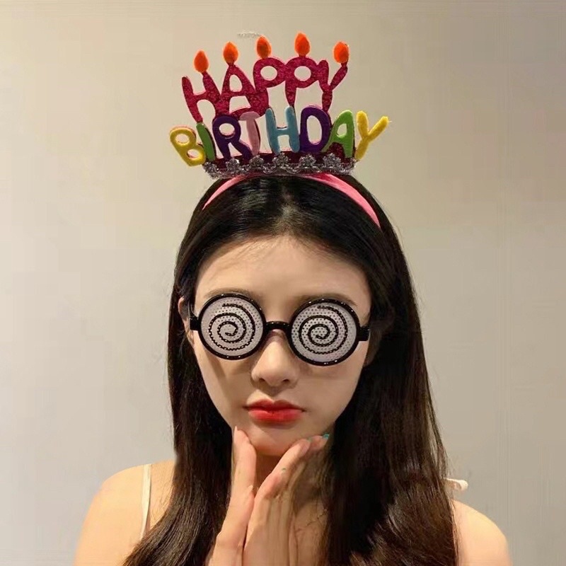 Bờm băng đô hình bánh kem hapy birthday màu hồng sinh nhật
