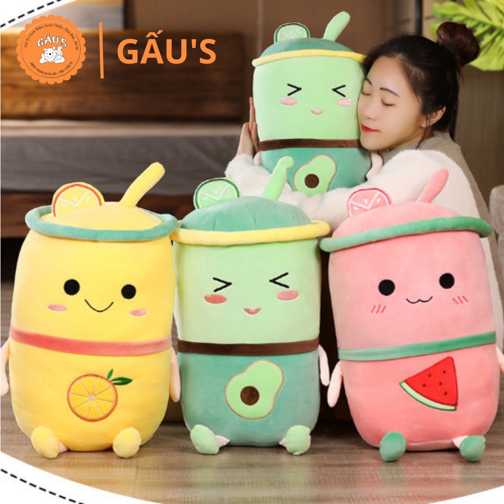 Gấu bông có mền Trà sữa trái cây nhiều màu  - GẤU SHOP