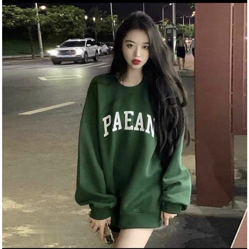Áo Sweater Nữ Chui Đầu Paean Vải Nỉ Bông Mềm Mịn Form Rộng Màu Xanh Mặc Đẹp Siêu Hot NEW UNISEX