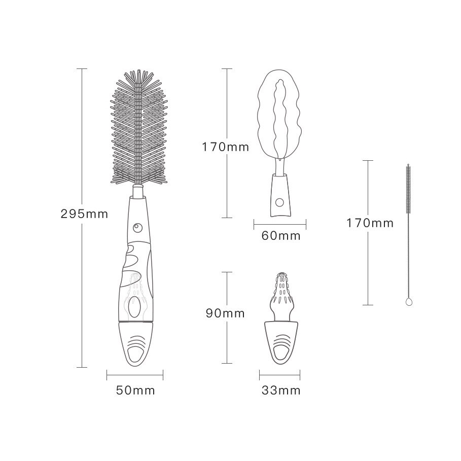 [Thánh rửa bình] Bộ 4 cọ rửa bình tách ly cho bé