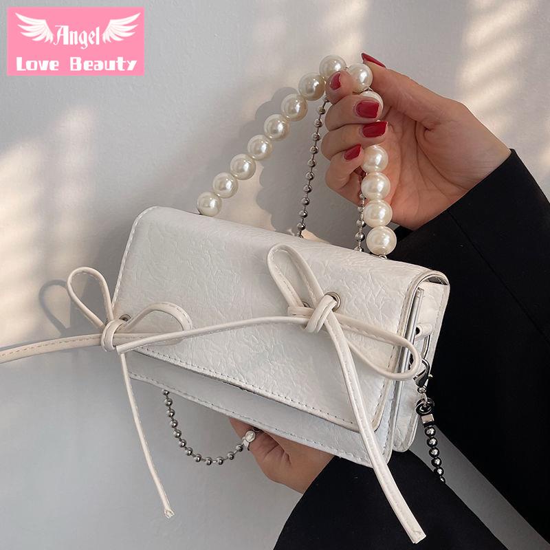 Thiên Thần~Hàng Có Sẵn] Túi Xách Đeo Vai Cỡ Nhỏ Phối Dây Xích Ngọc Trai Phong Cách Hàn Quốc 2022 Chất Lượng Cao Thiết Kế Thời Trang Cho Nữ