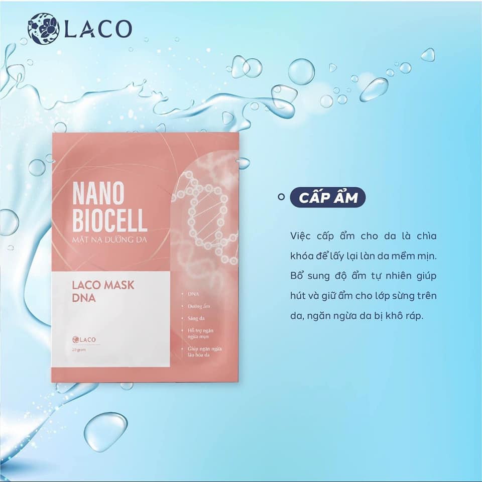 Mặt nạ Nano Biocell Laco Mask 🔥 lên men từ nước dừa tươi ⚡ giúp da căng bóng,mướt mịn, giảm mụn, nám ⚡