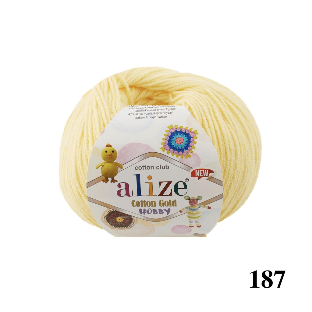 Cuộn len hè trơn đan móc thú Cotton Gold Hobby Baby New hãng Alize