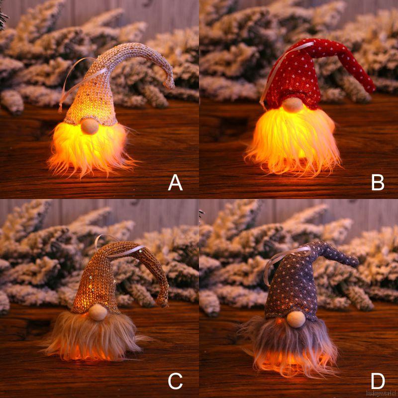 Christmas Decorations LED light Ornament Santa Claus Christmas Tree Pendants Glowing Dwarf Dolls gift