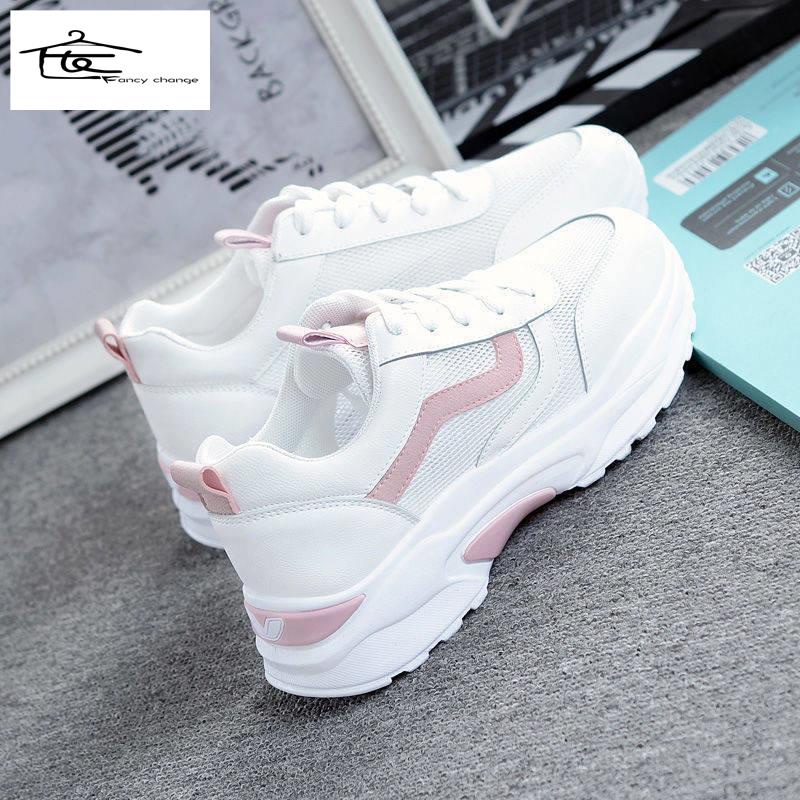 Giày Thể Thao Da Đế Dày Phối Lưới Thoáng Khí Thoải Mái Dễ Phối Đồ