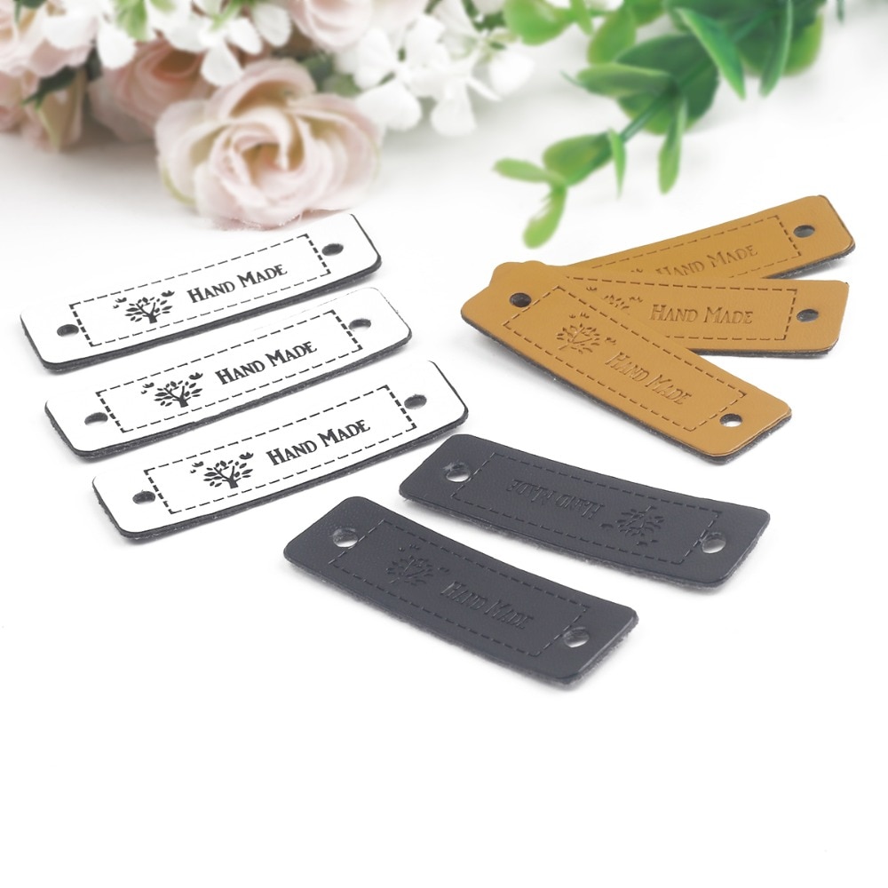 Set 12 nhãn quần áo túi xách giày dép trang trí tự may đa năng 5x1.5cm