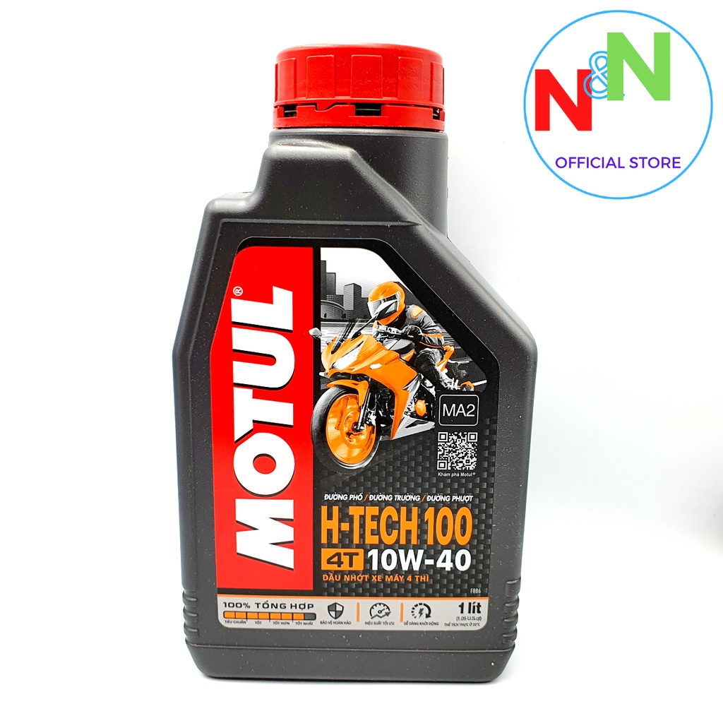 Dầu nhớt tổng hợp cao cấp cho xe số,côn tay Motul H-tech10w40