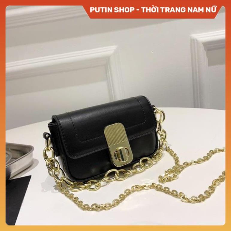 Túi Xách Nữ Mini Xinh Xắn Thời Trang Phong Cách Hàn Quốc , Túi đeo chéo 3 màu  kèm dây xích bản to siêu đẹp