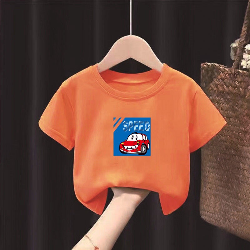 Áo Thun 100% Cotton Tay Ngắn Thoáng Khí In Họa Tiết Hoạt Hình Thời Trang Mùa Hè Cho Bé
