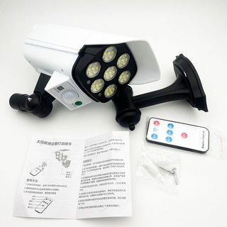 Đèn led năng lượng mặt trời Giả Camera chống trộm cảm ứng 77 led