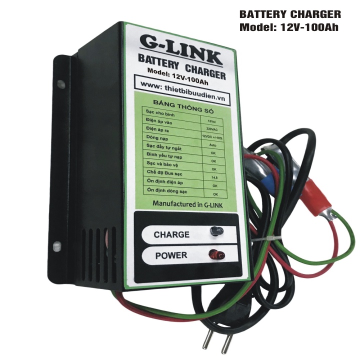 Sạc bình ắc quy ô tô 12V G-LINK 12V-100Ah, tự ngắt khi đầy , bảo dưỡng phục hồi ắc quy bằng khử sunfat