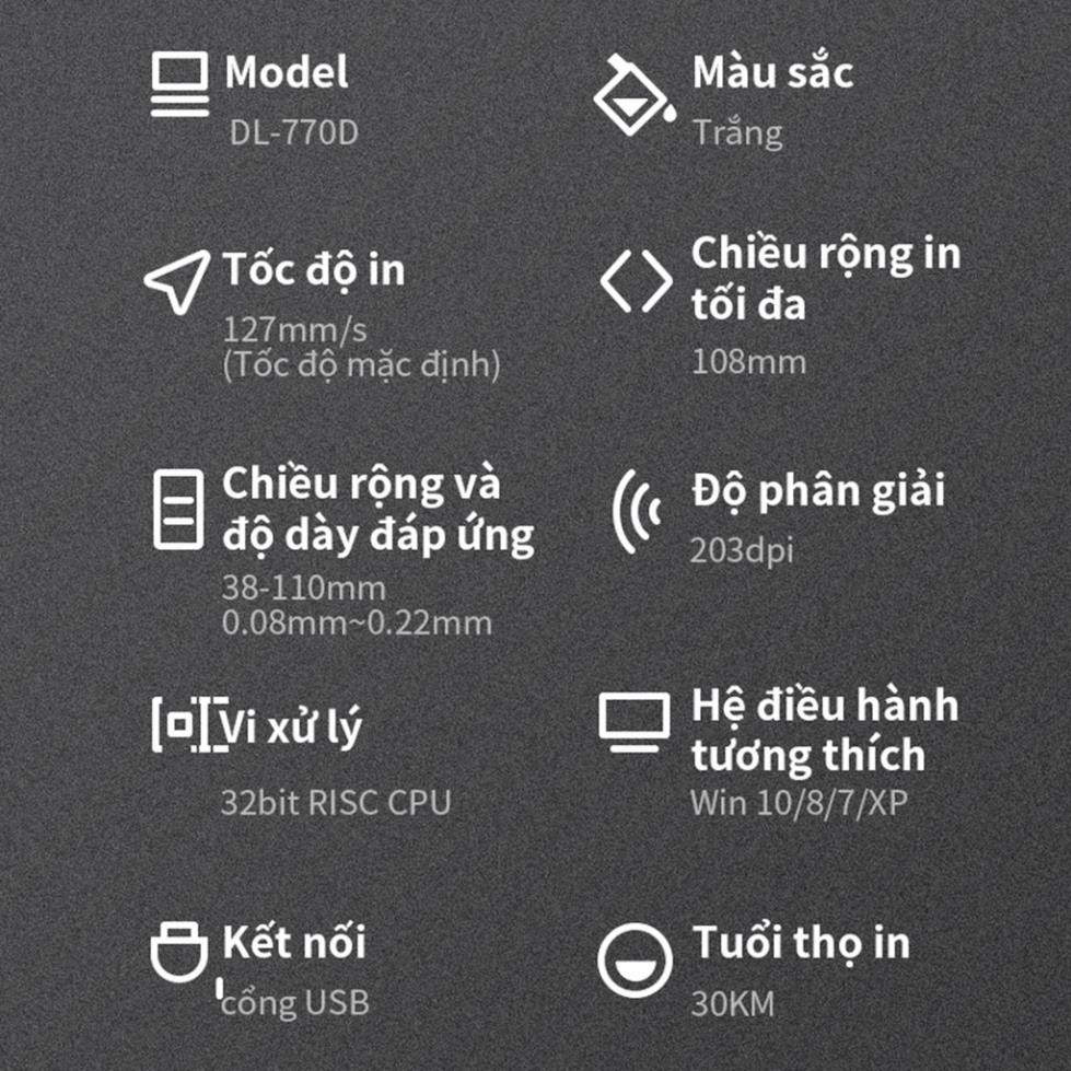 Máy In Nhiệt Deli In Đơn Hàng, Hóa Đơn, Tem Mã Vạch, Phiếu Gửi, Logo Tự Dán - Kết Nối USB, Tốc Độ In 1 Đơn/s  - DL-770D