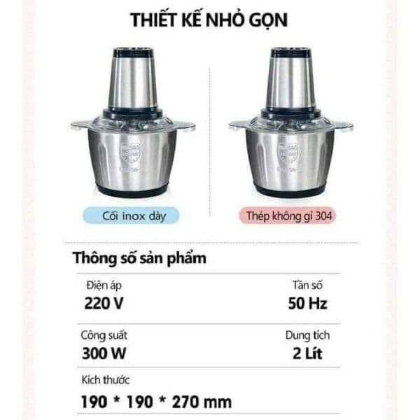 Máy Xay Thịt Cooking Cối Inox 4 Lưỡi Đa Năng, Công suất 250W- Máy Xay thịt, xay tỏi ới, xay rau củ quả