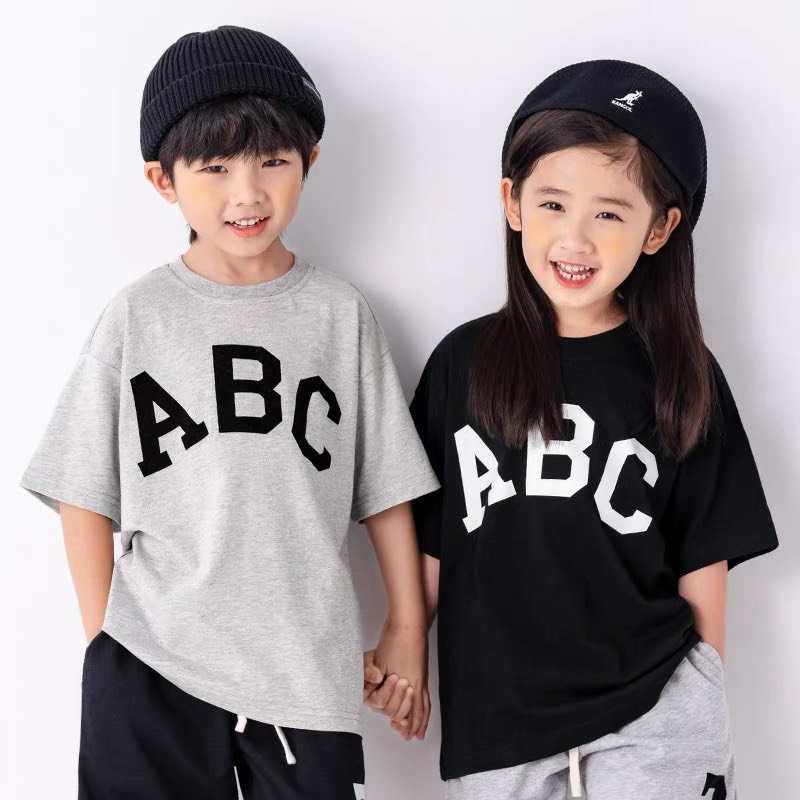 Bộ quần áo mùa hè "ABC" 20-45kg cho bé trai, bé gái 4-15 tuổi. Thoáng mát, thoải mái. G26 B1