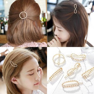 Kẹp tóc đính ngọc trai giả dạng mảnh, ánh vàng - hàng loại 1