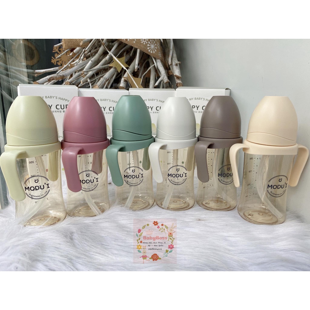 Bình uống nước, uống sữa cho bé SIPPY CUP Modui Bluemama chính hãng hàn Quốc - Bình nước cho bé tập uống, chống s.ặc