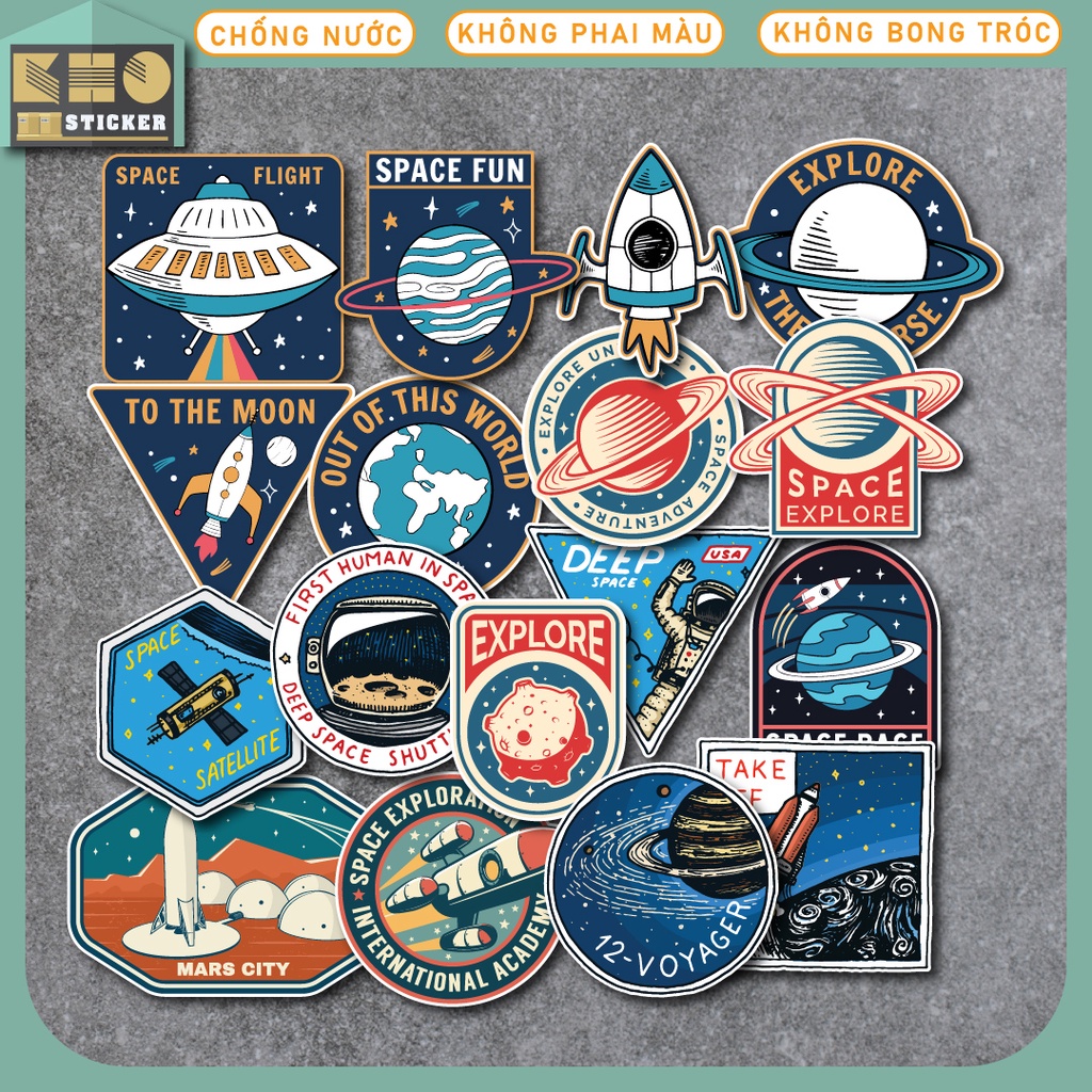Nguyên bộ Sticker Galaxy Label chống nước sticker dán laptop, điện thoại, đàn guitar, mũ bảo hiểm, vali. MSP: ST81