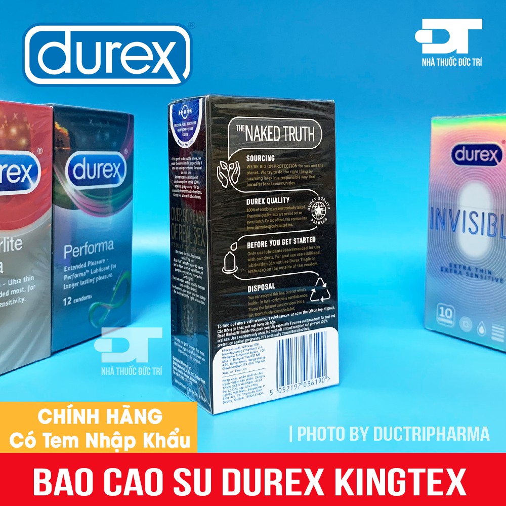 [CHÍNH HÃNG] Bao cao su Durex Kingtex (12 bao). NHẬP KHẨU BỞI DKSH Việt Nam