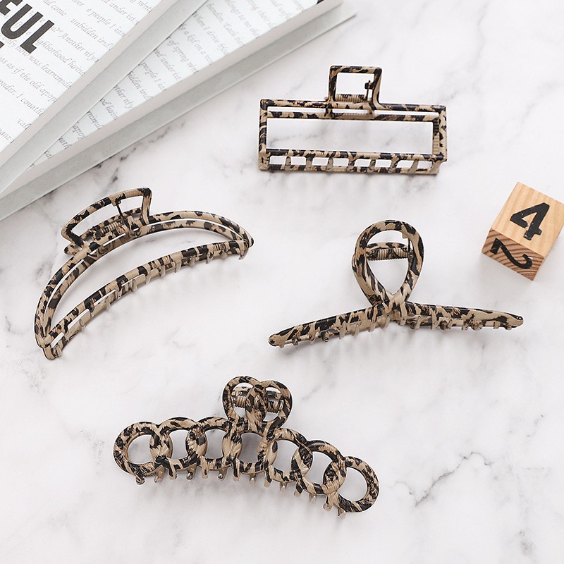 Kẹp tóc kim loại họa tiết đốm da báo thời trang cá tính cho nữ FJ74