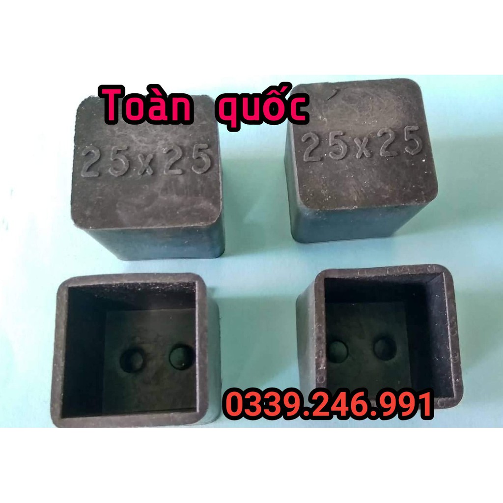 10 chiếc KT 25x25 chụp ngoài, đế cao su bọc ngoài chân bàn ghế, ống hộp