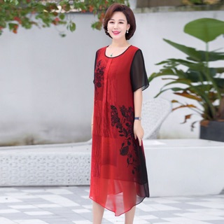 Đầm lụa nữ trung niên thiết kế dáng suông sang trọng  NP339