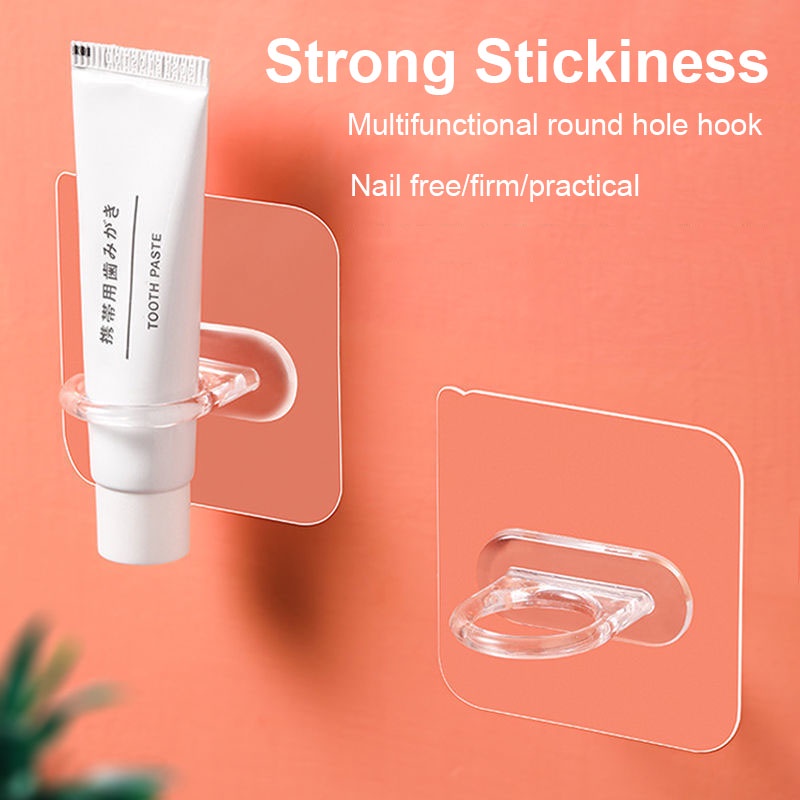 Móc Tròn Gắn Tường Không Cần Đục Lỗ Treo Đồ Đa Ứng Dụng Cho Nhà Bếp Nhà Tắm