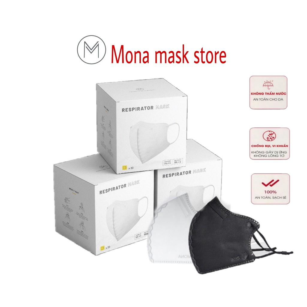 Khẩu trang mona N99 chống bụi mịn Mona mask hộp 30c - Mona mask store