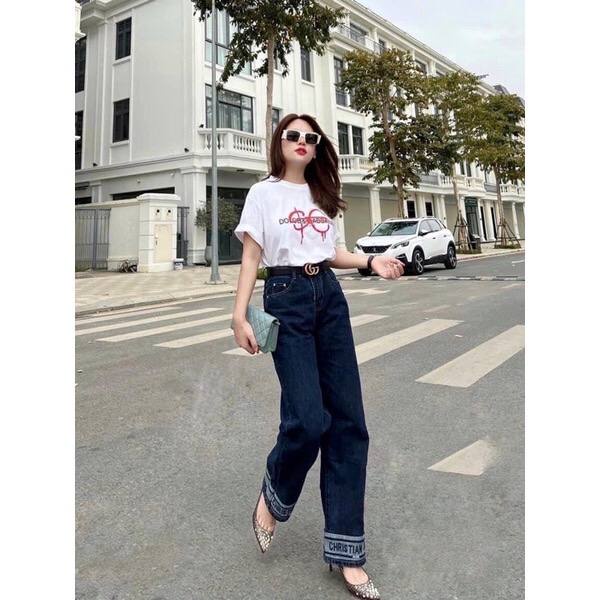 Quần Jean nữ dáng suông chất bò dày dặn hàng quảng châu