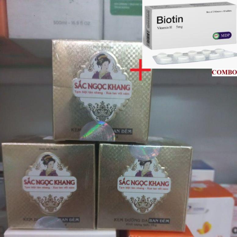 Combo Biotin 5mg+ Kem dưỡng da ban đêm Sắc Ngọc Khang 10g