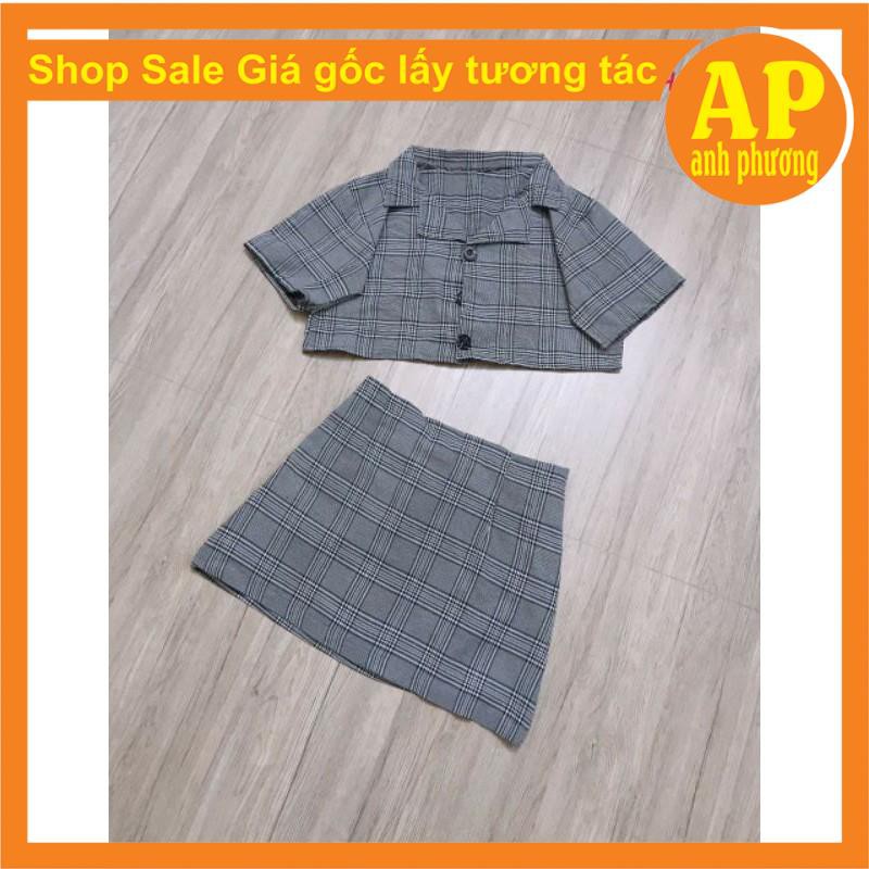 Sét váy kẻ vest có ảnh thật sp🍄Áo crt kẻ có cúc mix chân váy kẻ 2 lớp🍄bên trong có quần | BigBuy360 - bigbuy360.vn