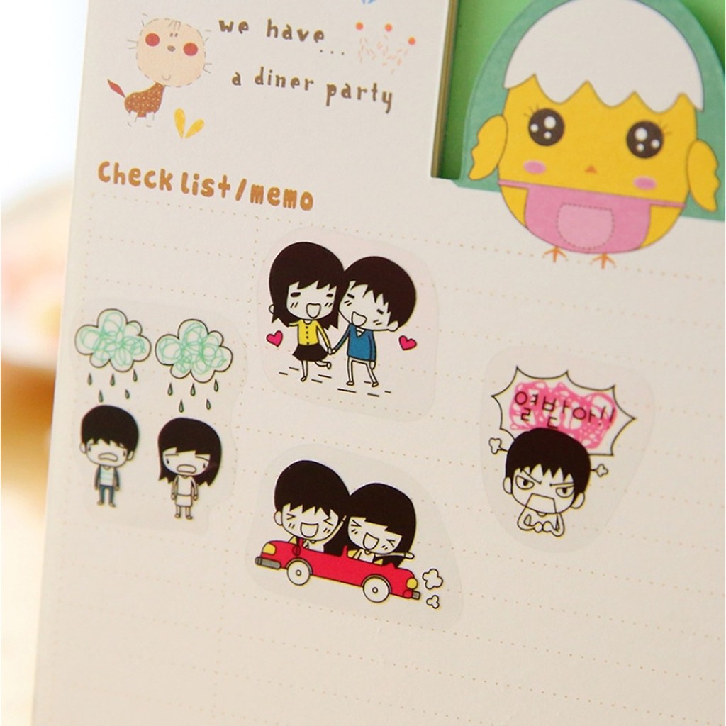Bộ 5 Tấm Sticker Trang Trí Nhật Ký Tình Yêu Màu Xanh Lá FF026