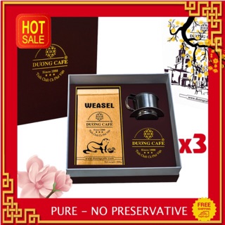 [3 Hộp quà] Cà Phê Chồn Weasel - Rang xay nguyên chất - thức uống THƯƠNG HẠNG - 200g/gói - Dương Cafe