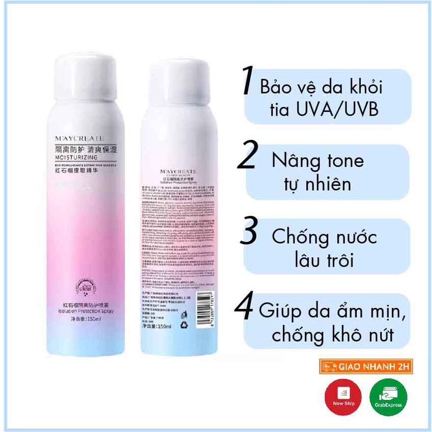 Xịt chống nắng nâng tone da trắng da Maycreate Nội địa Trung - YUPA.STORE