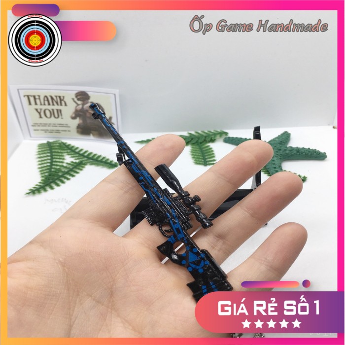 Móc khoá Skin pubg AWM xanh lam sung trường tấn công - móc khoá pubg AWM 12cm độc đáo hợp kim không rỉ 2021