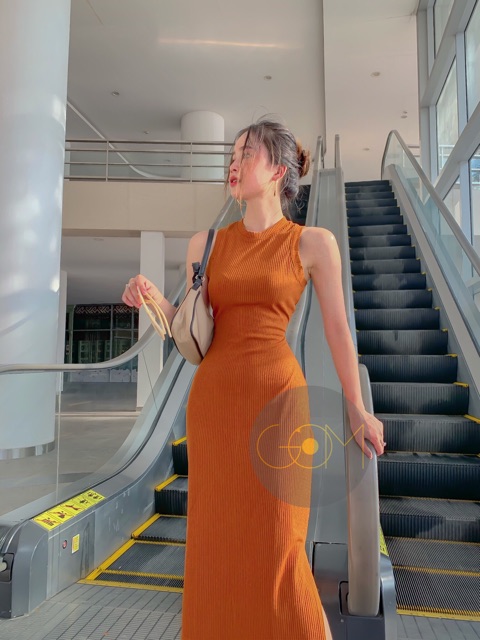 Đầm body thun gân dài [Hàng sẵn - Hoả tốc -  Ảnh/ clip thật