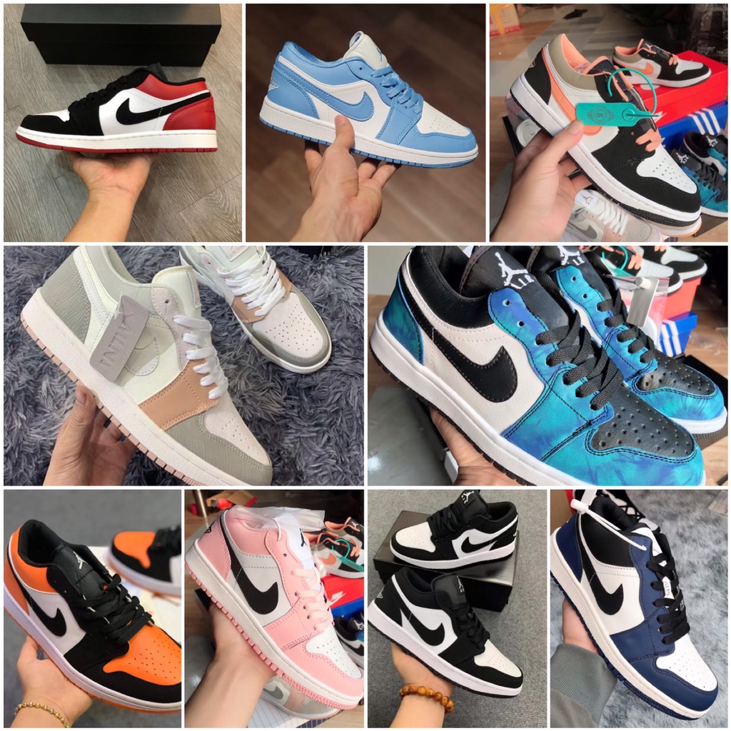 [bán lỗ xin đánh giá] Giày Air Jordan 1 Low, Giày Jordan đen trắng cổ thấp các màu nam nữ full box bill