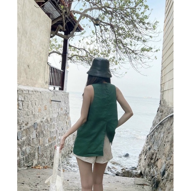 Áo sát nách basic đơn giản nhiều màu khuy sau xẻ lưng Sun Fashion