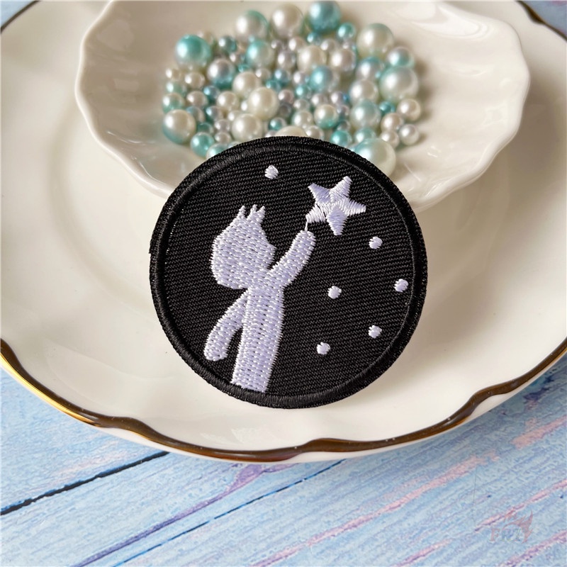 ☸ Miếng Dán Ủi Quần Áo Họa Tiết Trắng Đen Cổ Điển ☸ 1 Cái Tự May Thêu Trên Sắt Trên Huy Hiệu Miếng Vá