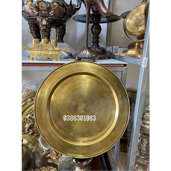 Mâm đồng mâm ăn cơm bằng đồng màu vàng đường kính 41cm