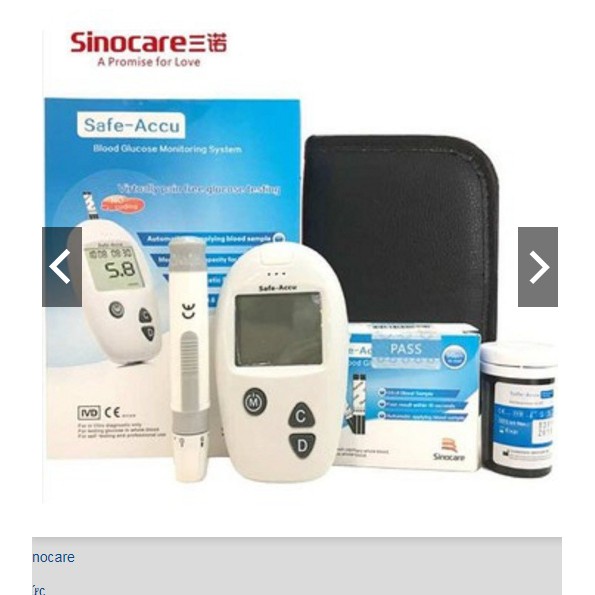 Máy Thử Đường Huyết Sinocare Safe Accu Gồm 50 Que Và 50 Kim