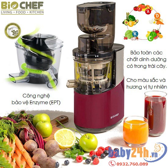 Máy ép trái cây BioChef Atlas 666 3 in 1 Tặng cối làm xem và sinh tố