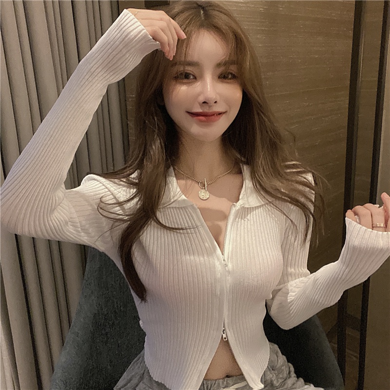 Áo Khoác Cardigan Dệt Kim Tay Dài Dáng Ngắn Thời Trang Mùa Thu Phong Cách Hàn Quốc Cho Nữ