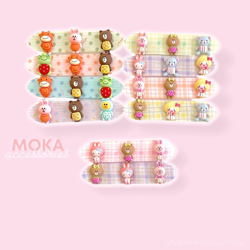 Set 2 miếng dán tóc ngắn gắn charm hoạt hình Moka (Ảnh thật shop tự chụp)