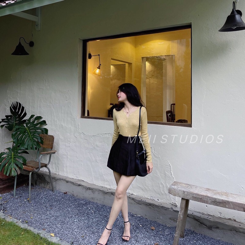 chân váy chữ A trơn tôn dáng