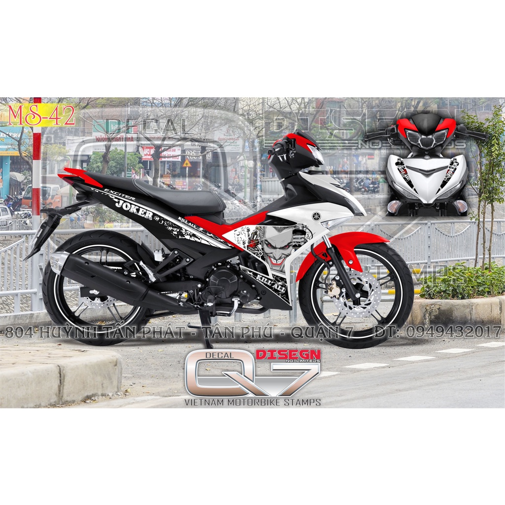 TEM RỜI EXCITER 150 TRẮNG ĐỎ ĐEN