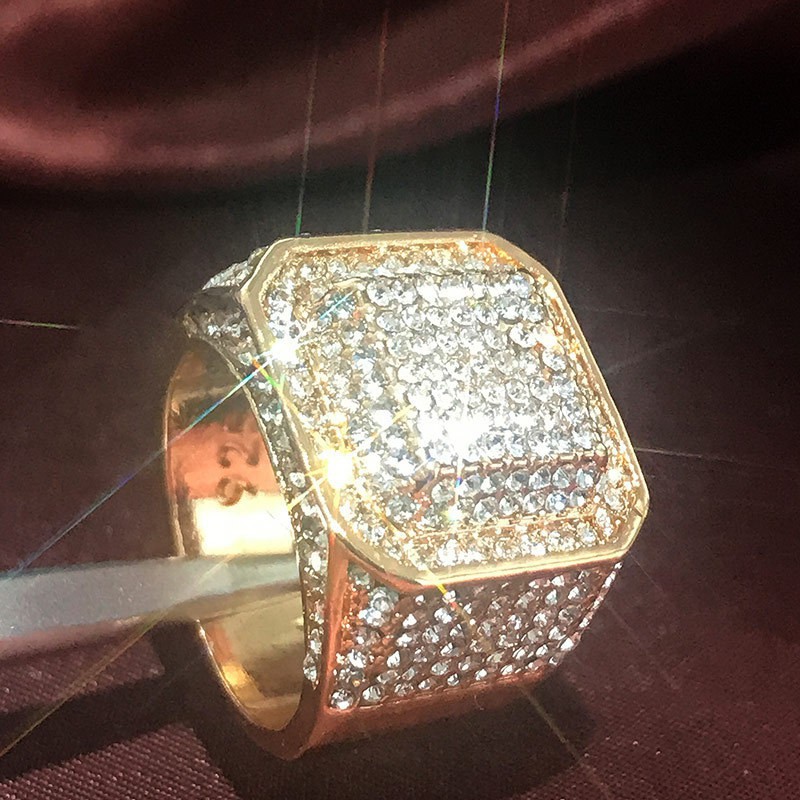 Nhẫn kim cương mạ vàng thời trang sang trọng cho nam