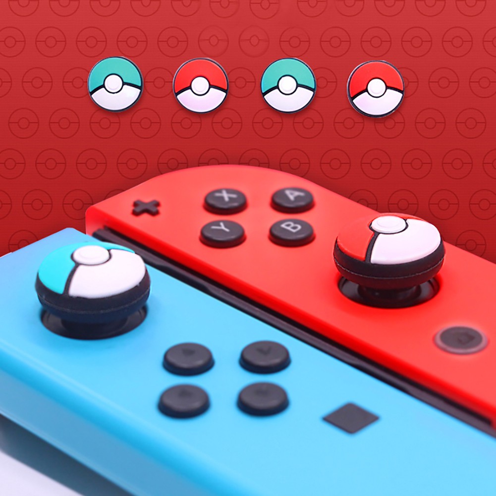 Bộ 2 đầu điều khiển bằng cao su chống trượt hình bóng Pokemon dành cho Nintendo Switch I20