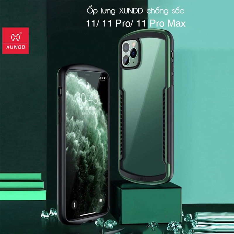 Ốp lưng XUNDD iPhone 11/ 11 Pro/ Max/ 12/ 12 Pro/ Max/ XR/ X/ XS/ XS Max  - Cạnh màu - Xanh