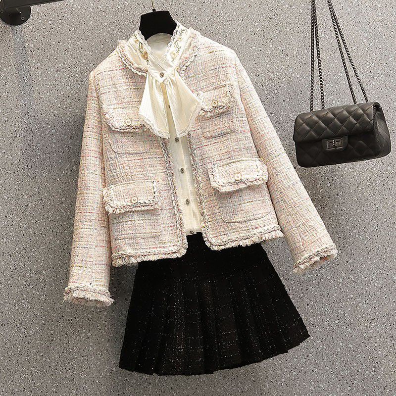 ( sẵn áo 2XL)Bigsize Set áo khoác dạ kèm áo sơ mi độc lạ và chân váy xếp ly cách điệu ❤️❤️order