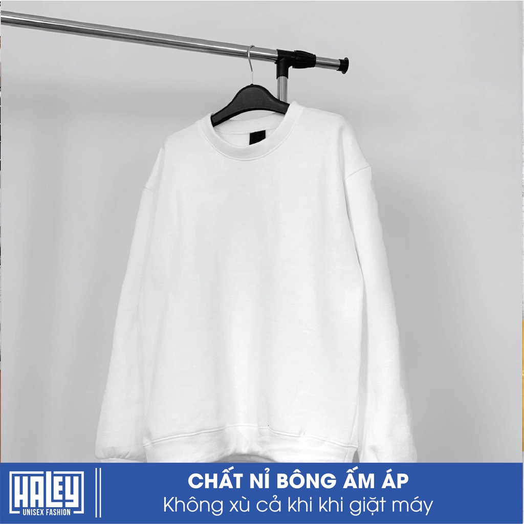 Áo Sweater trơn Haley 4 màu vải nỉ bông dày ấm áp đường may kỹ